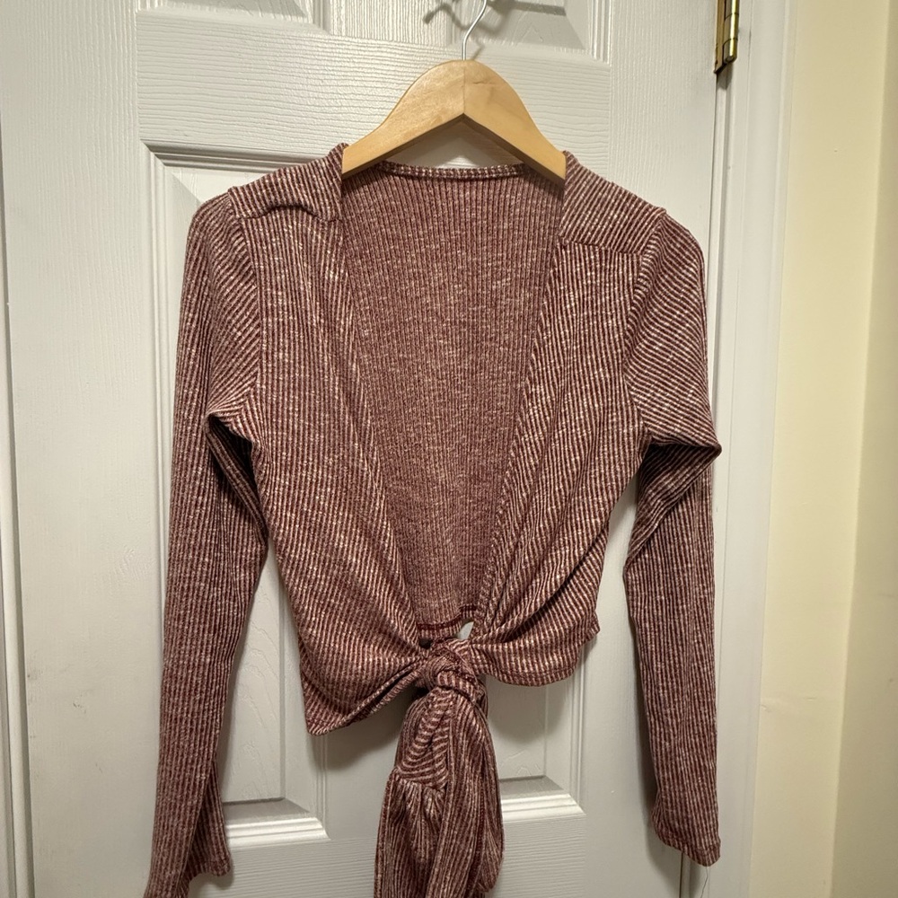 Agnes & Dora Pink Wrap Top Tie Front Long Sleeve